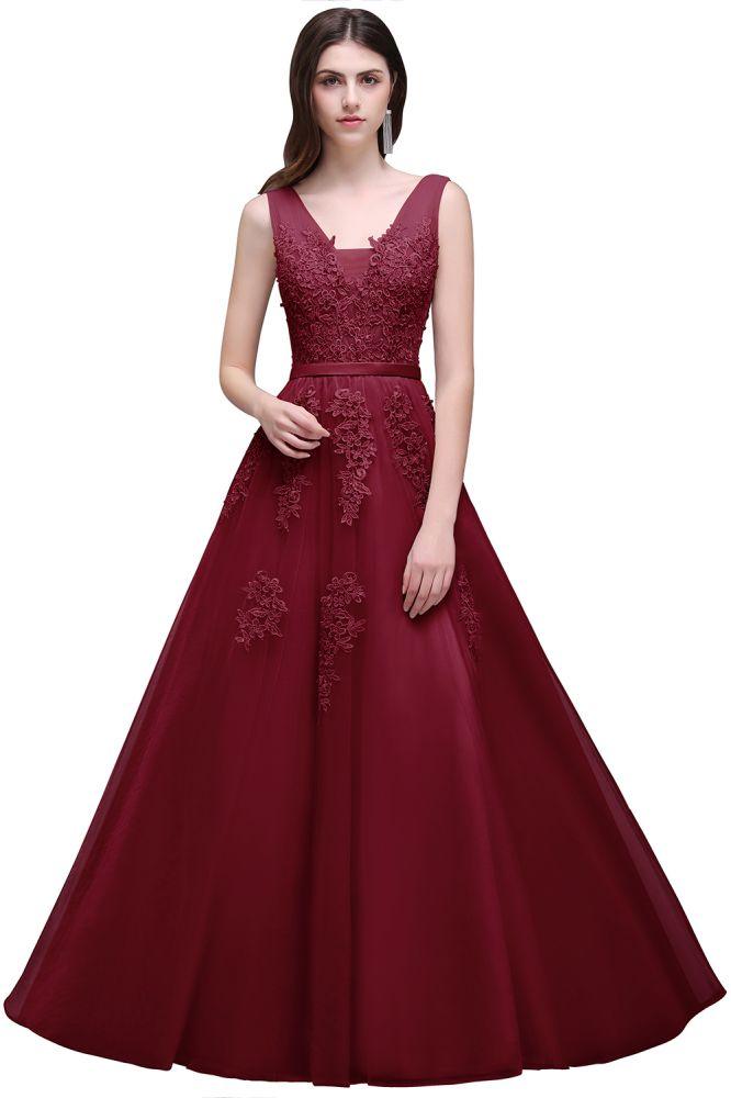 A-line Floor-length Tulle Bridesmaid Dress with Appliques - Image 6