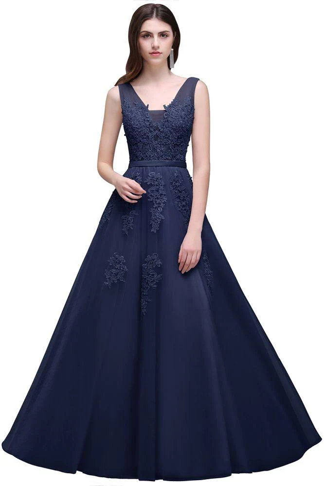 A-line Floor-length Tulle Bridesmaid Dress with Appliques - Image 7