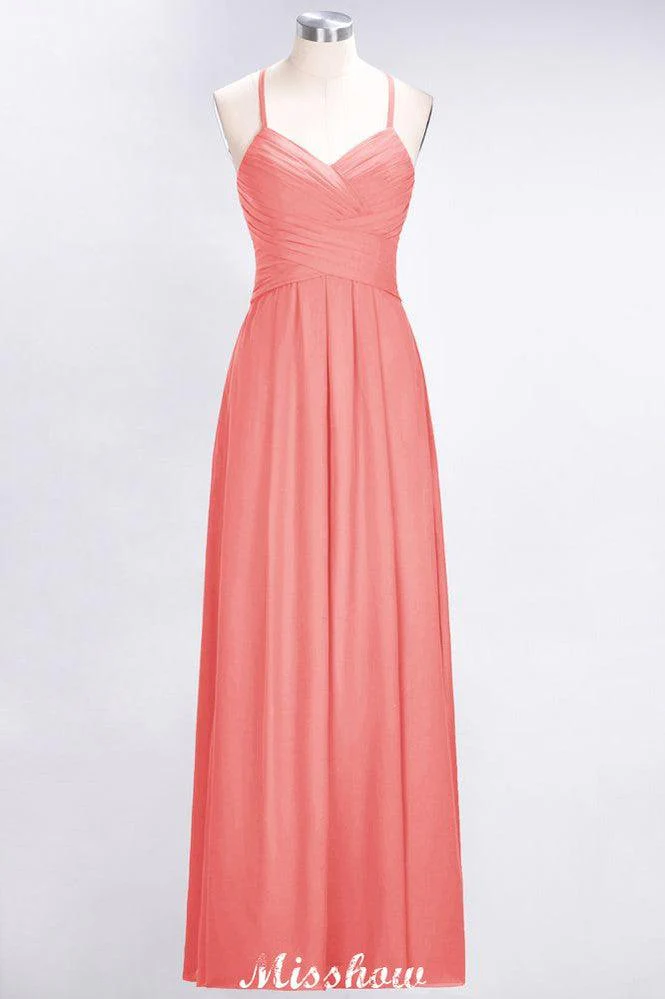 A-Line Halter V-Neck Sleeveless Bridesmaid Dress Ruffles Evening Swing Dress - Image 14