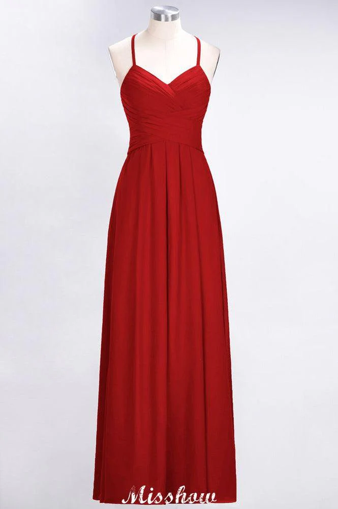 A-Line Halter V-Neck Sleeveless Bridesmaid Dress Ruffles Evening Swing Dress - Image 15