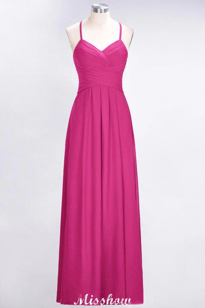 A-Line Halter V-Neck Sleeveless Bridesmaid Dress Ruffles Evening Swing Dress - Image 16