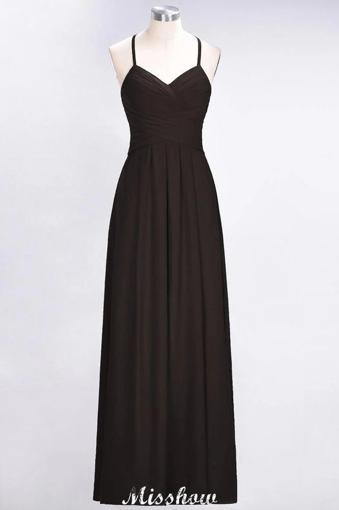 A-Line Halter V-Neck Sleeveless Bridesmaid Dress Ruffles Evening Swing Dress - Image 18