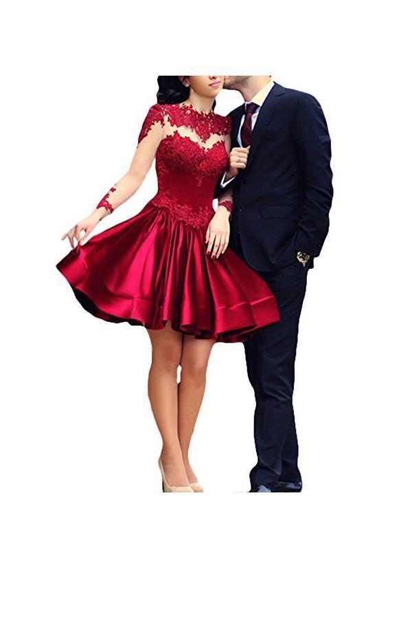 A Line Long Sleeves With Applique Homecoming Dresses - Image 4