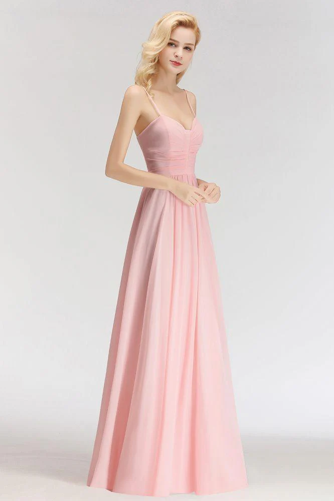 A-line Long Sweetheart Spaghetti Sleeveless Bridesmaid Dress - Image 2