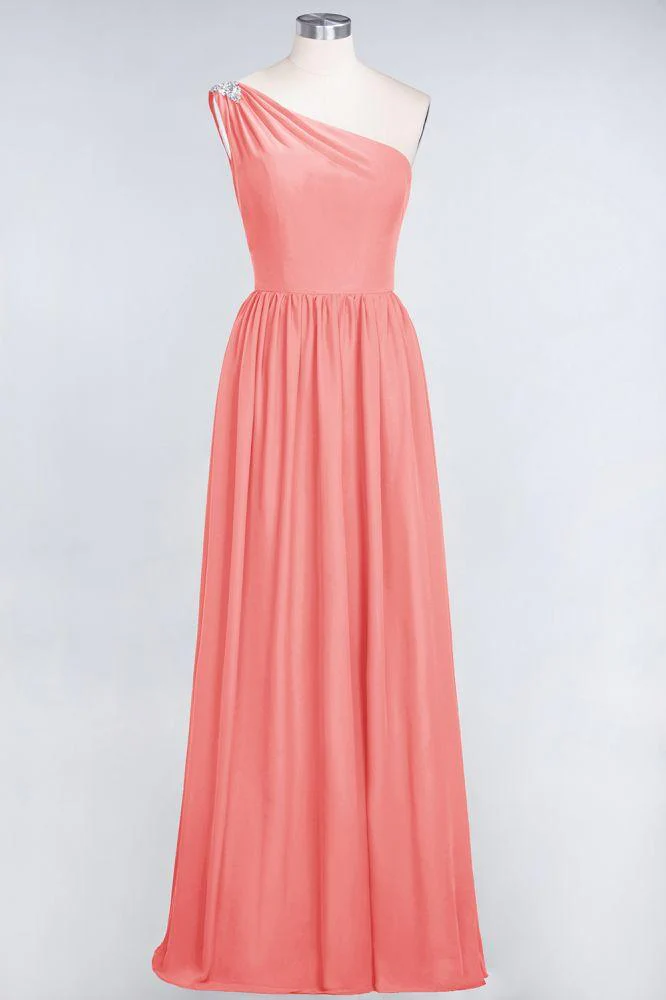 A-Line One-Shoulder Beadings Sleeveless Ruffles Bridesmaid Dress Floor Length Maid of Honor Dress - Image 13