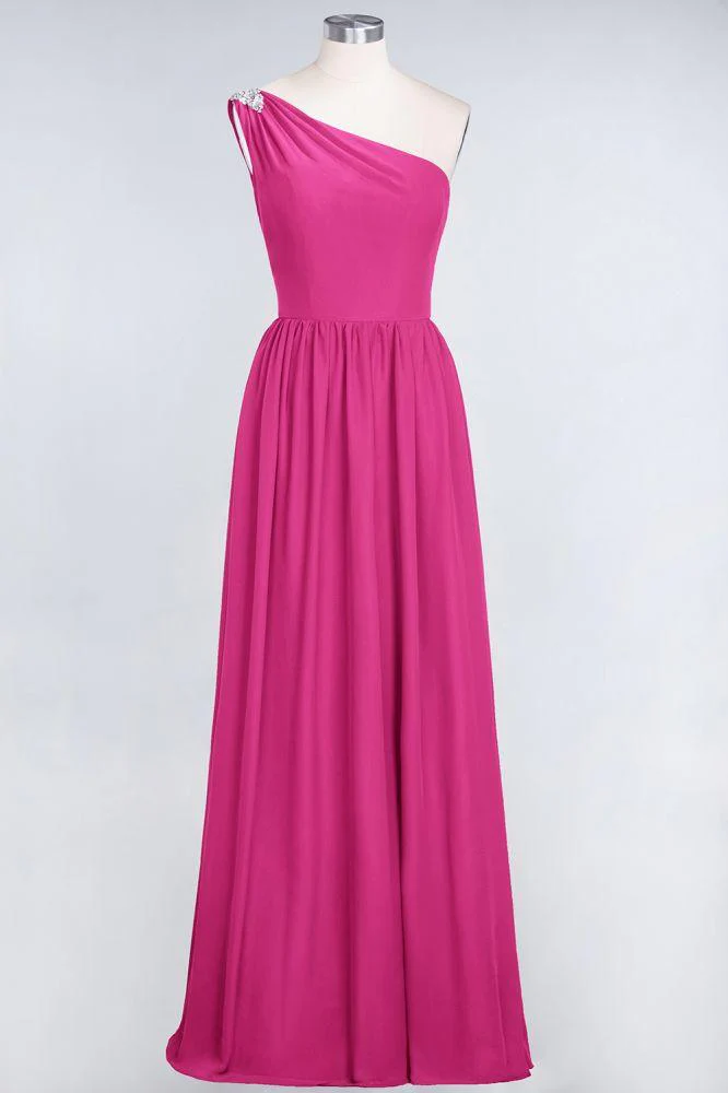 A-Line One-Shoulder Beadings Sleeveless Ruffles Bridesmaid Dress Floor Length Maid of Honor Dress - Image 15