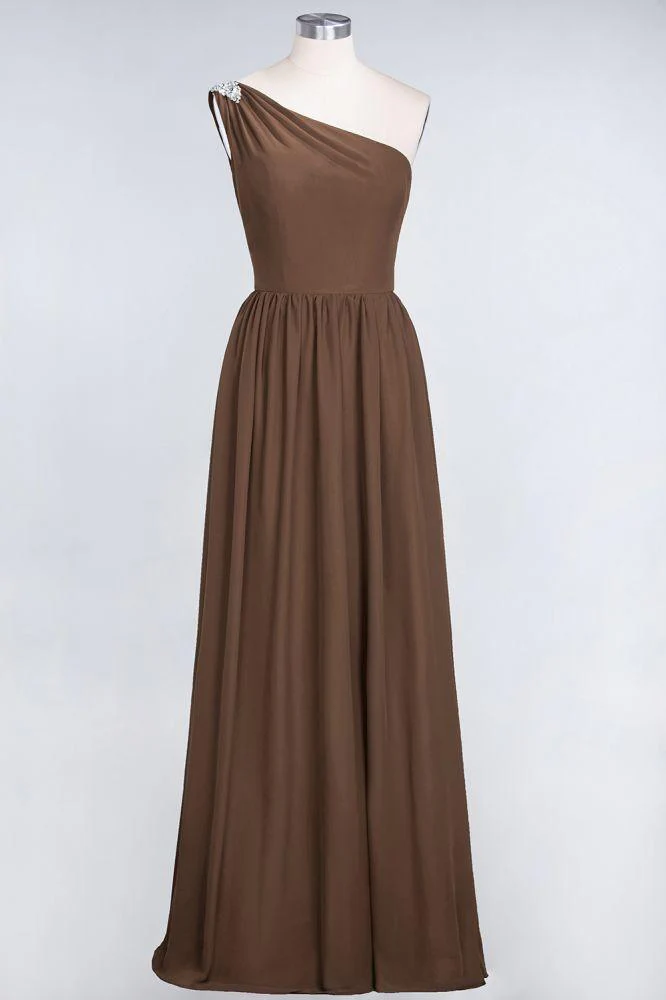 A-Line One-Shoulder Beadings Sleeveless Ruffles Bridesmaid Dress Floor Length Maid of Honor Dress - Image 18