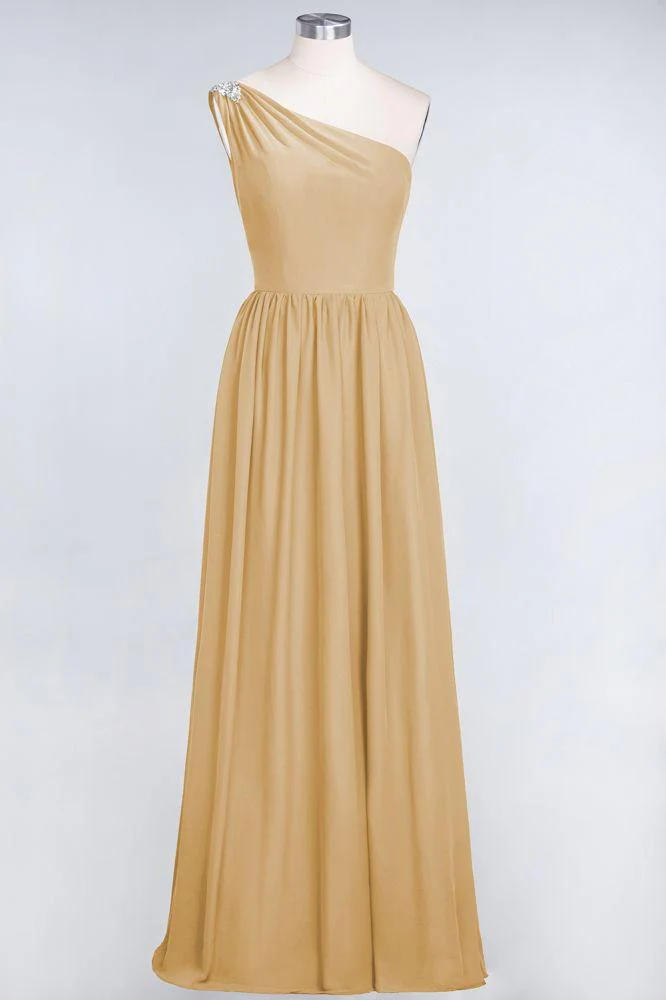 A-Line One-Shoulder Beadings Sleeveless Ruffles Bridesmaid Dress Floor Length Maid of Honor Dress - Image 19