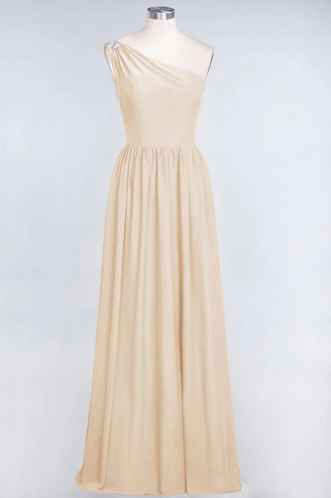 A-Line One-Shoulder Beadings Sleeveless Ruffles Bridesmaid Dress Floor Length Maid of Honor Dress - Image 20