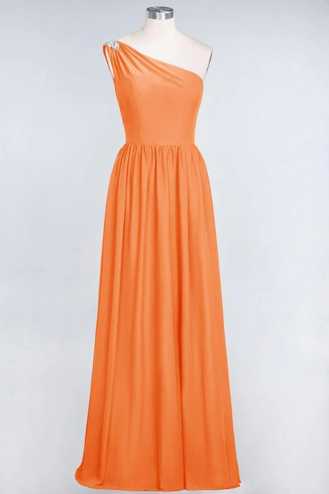 A-Line One-Shoulder Beadings Sleeveless Ruffles Bridesmaid Dress Floor Length Maid of Honor Dress - Image 21