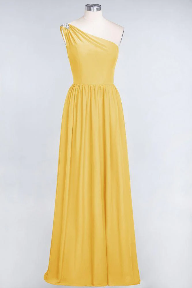 A-Line One-Shoulder Beadings Sleeveless Ruffles Bridesmaid Dress Floor Length Maid of Honor Dress - Image 22