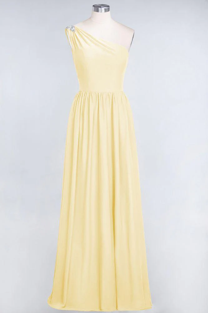 A-Line One-Shoulder Beadings Sleeveless Ruffles Bridesmaid Dress Floor Length Maid of Honor Dress - Image 23