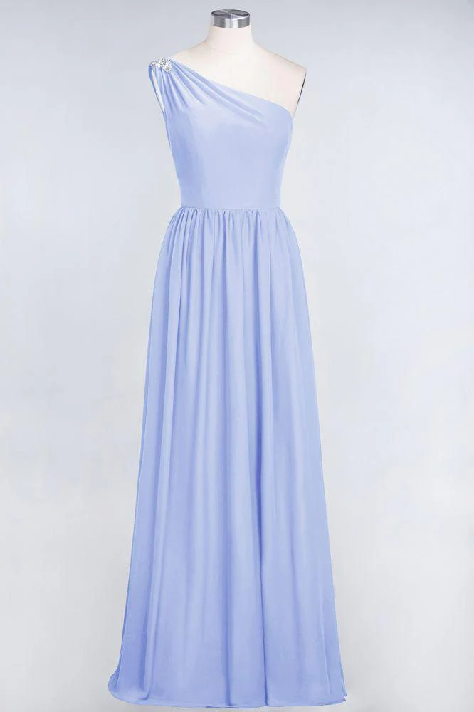 A-Line One-Shoulder Beadings Sleeveless Ruffles Bridesmaid Dress Floor Length Maid of Honor Dress - Image 27