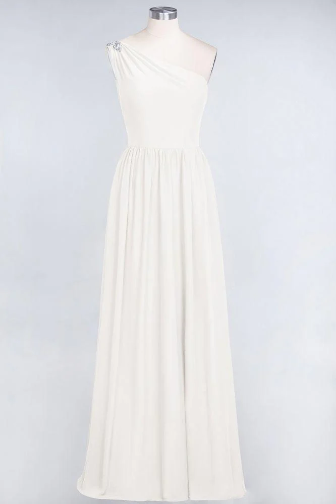 A-Line One-Shoulder Beadings Sleeveless Ruffles Bridesmaid Dress Floor Length Maid of Honor Dress - Image 8
