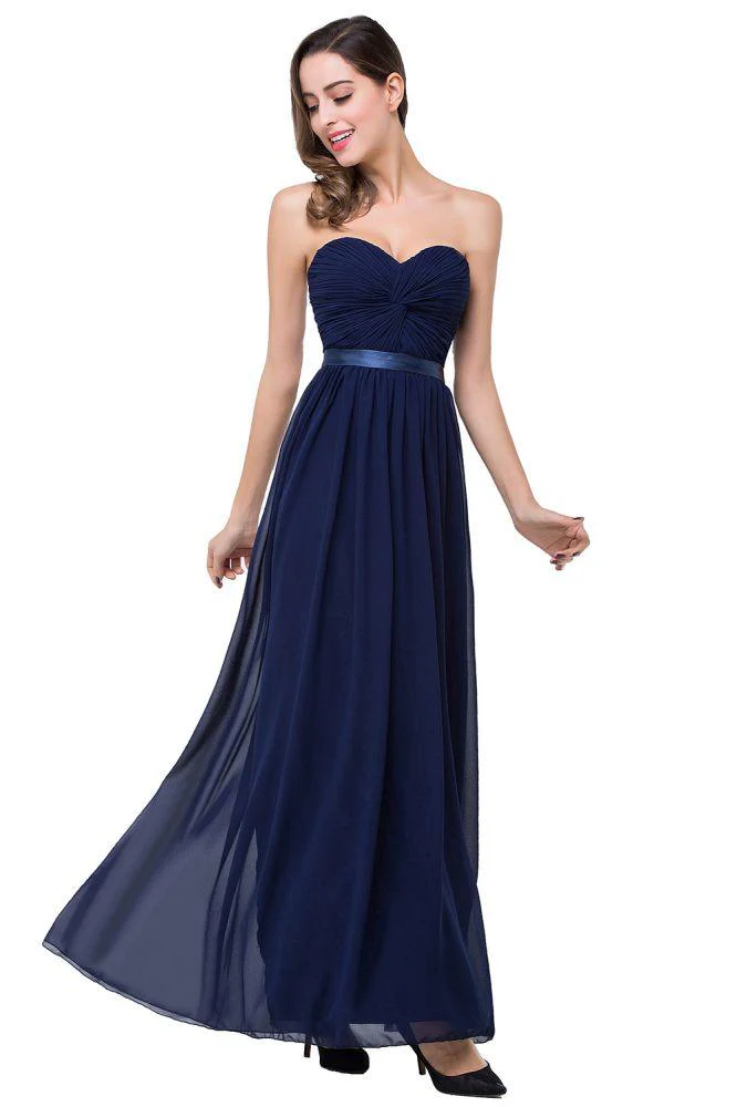 A-line Strapless Chiffon Bridesmaid Dress with Draped - Image 2