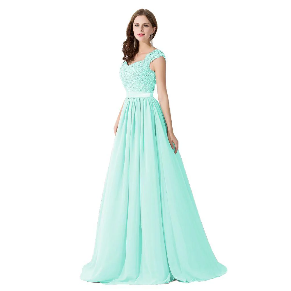 A-line V Neck Chiffon Bridesmaid Dress with Appliques - Image 11