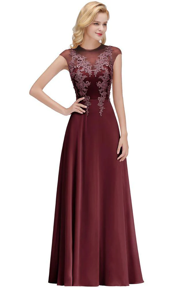 Charming Sleeveless Beadings Aline Evening Maxi Dress Cap Sleeves Bridesmaid Dress - Image 16