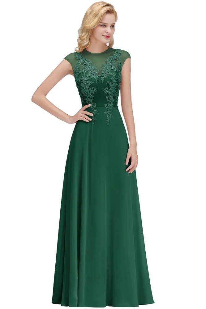 Charming Sleeveless Beadings Aline Evening Maxi Dress Cap Sleeves Bridesmaid Dress - Image 17