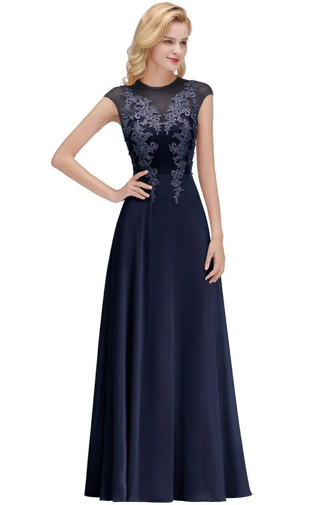 Charming Sleeveless Beadings Aline Evening Maxi Dress Cap Sleeves Bridesmaid Dress - Image 18
