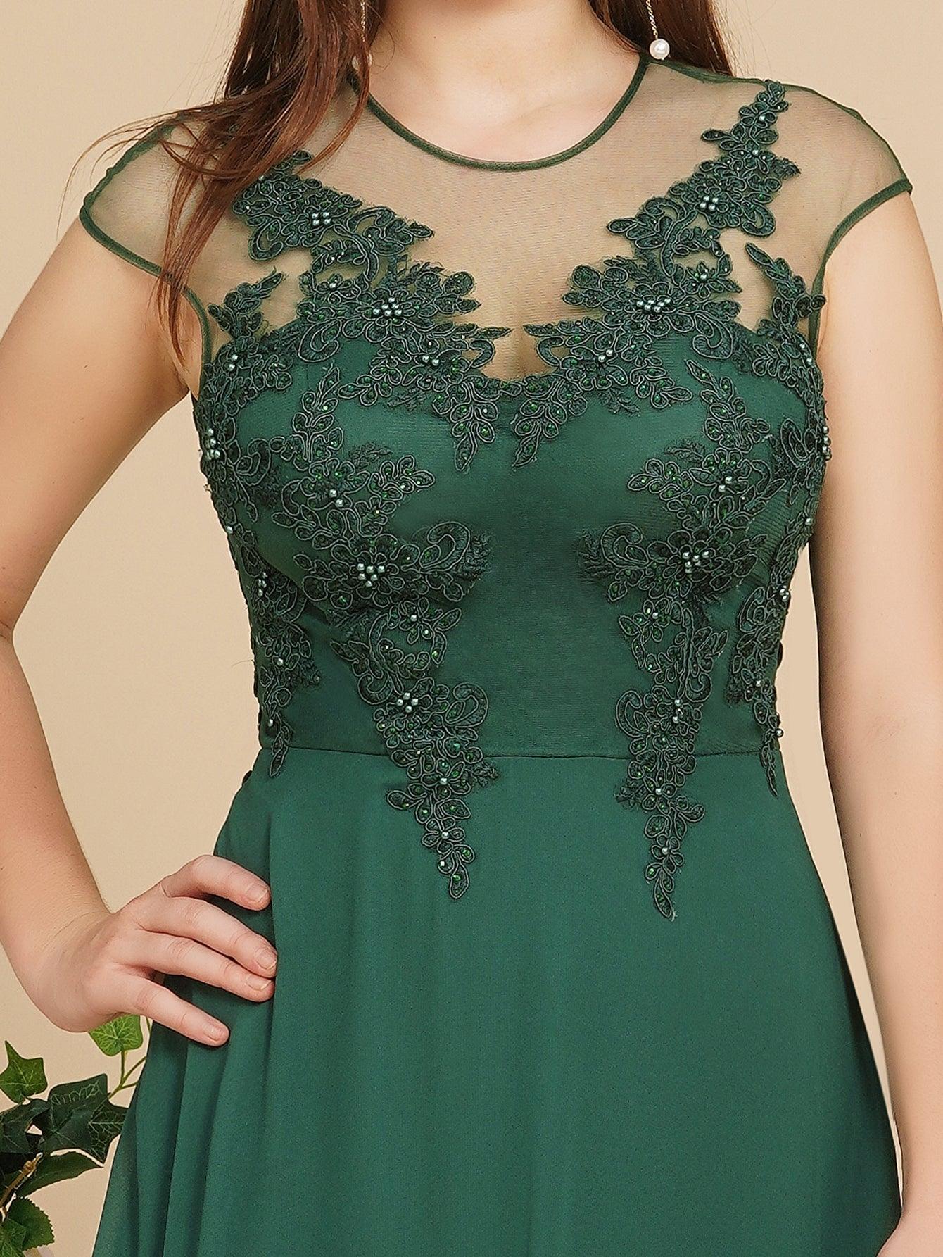 Charming Sleeveless Beadings Aline Evening Maxi Dress Cap Sleeves Bridesmaid Dress - Image 3
