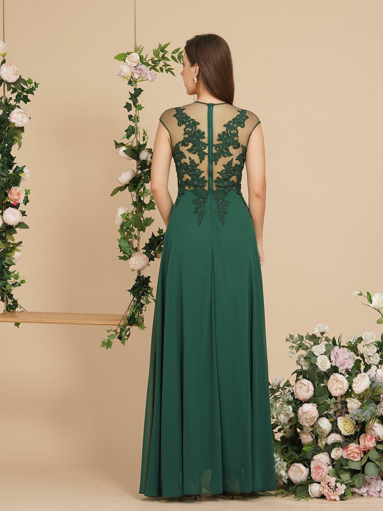Charming Sleeveless Beadings Aline Evening Maxi Dress Cap Sleeves Bridesmaid Dress - Image 4