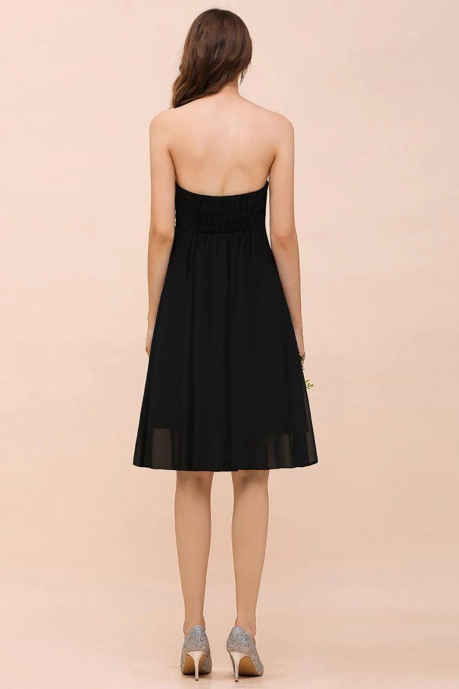 Cute Black knee length Bridesmaid Dress Sweetheart homecoming Dress for Girls - Image 2