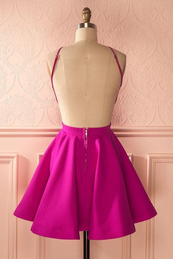 Cute Hot Pink Backless Short Homecoming Dress Party Dress PG141 - Image 4