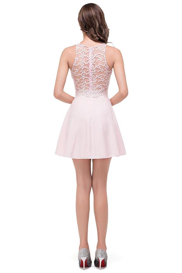 Cute Mini A-line Crew Appliques Bridesmaid Dresses - Image 7