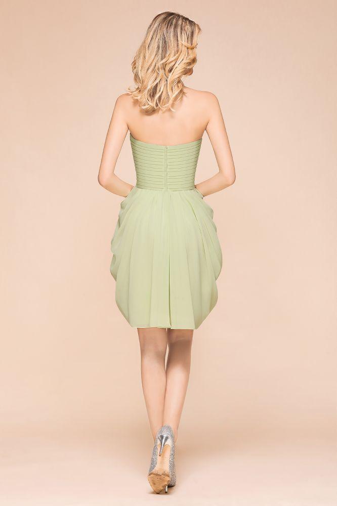 Cute Sleeveless slim Ruffle Chiffon Mini Bridesmaid Dress Wedding Guest Dress - Image 3