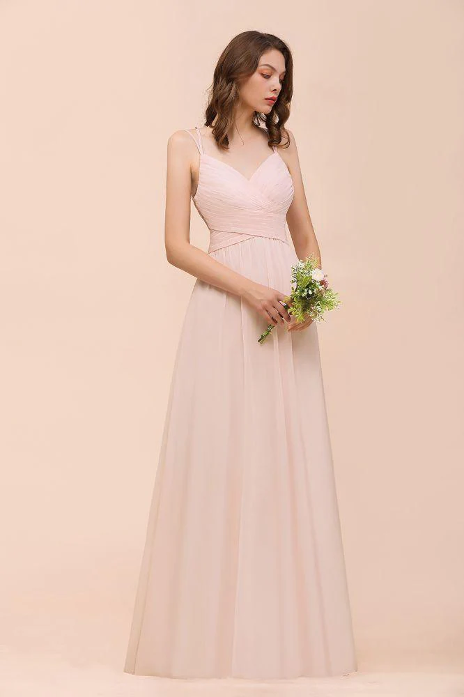 Dusty Pink Sleeveless A-line Wedding Guest Dress Beach Bridesmaid Dress - Image 4