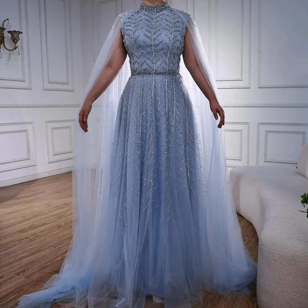 Luxury Elegant Pink Beaded Evening Dress with Cape - Image 7