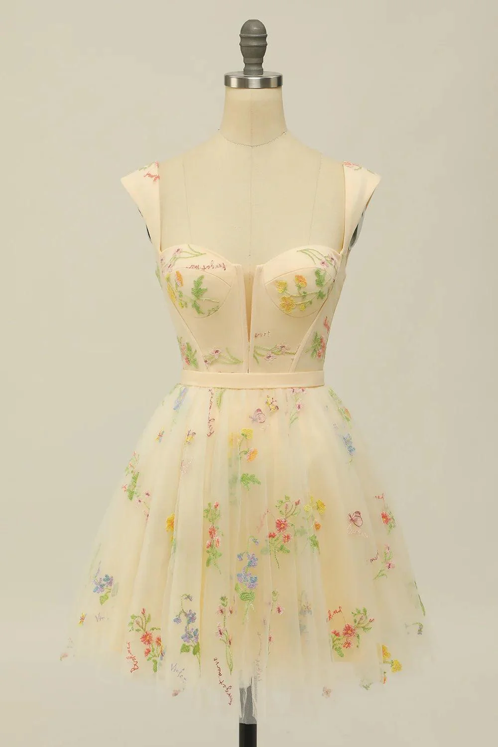 Floral Embroidery Sweetheart A-Line Homecoming Dress Short Party Dress - Image 3
