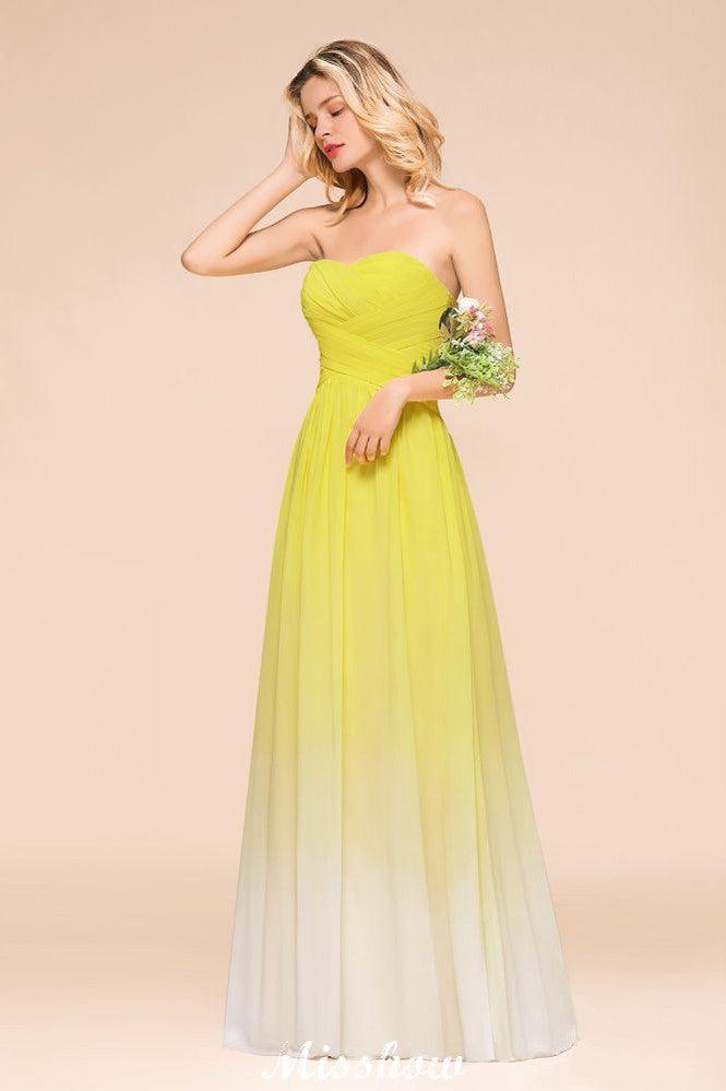 Gradient Sweetheart Floor Length Bridesmaid Dress Chiffon Wedding Party Dress - Image 7