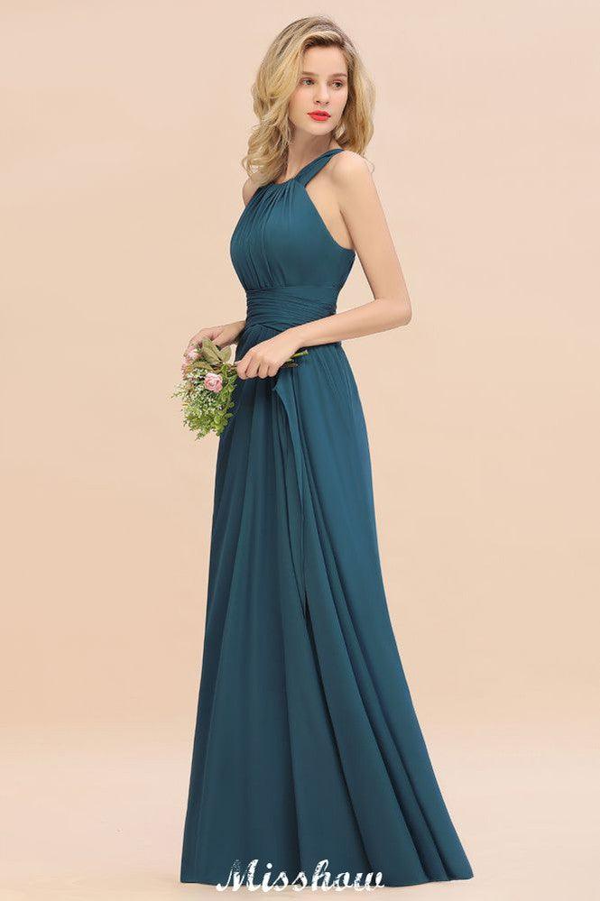 Halter A-line Bridesmaid Dresses Floor-Length Dress for Wedding Party - Image 3