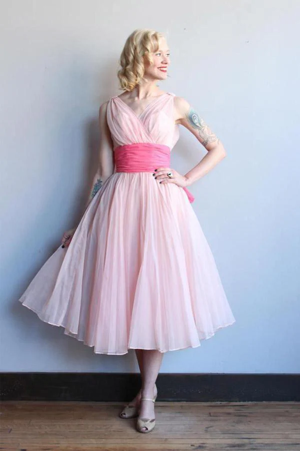 Homecoming Dress Chiffon Vintage Blue Pink Short Prom Dress Party Dress - Image 2