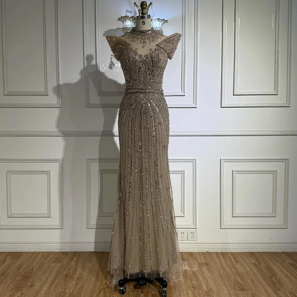 Luxury Caramel Mermaid Beaded Evening Dress LA73082 - Image 7