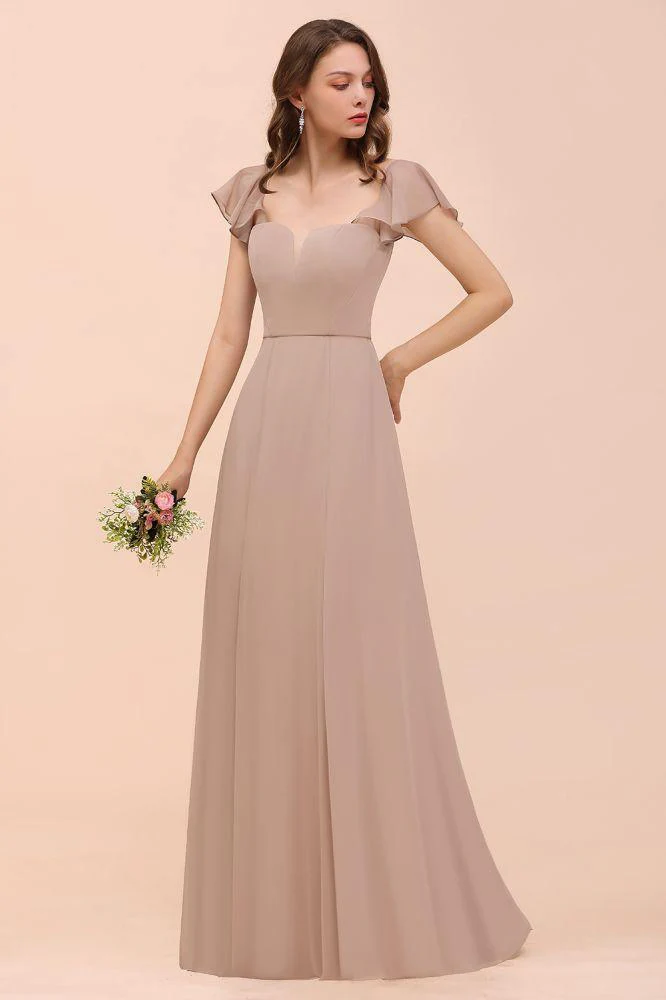 Puff Sleeve Khaki Bridesmaid Dress Side Spolit Maid of honor dress - Image 7