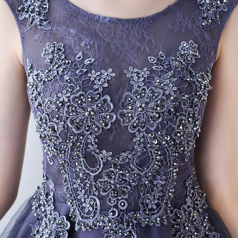 Ruffle Scoop Navy Lace Cute Homecoming/Party Dresses - Image 3