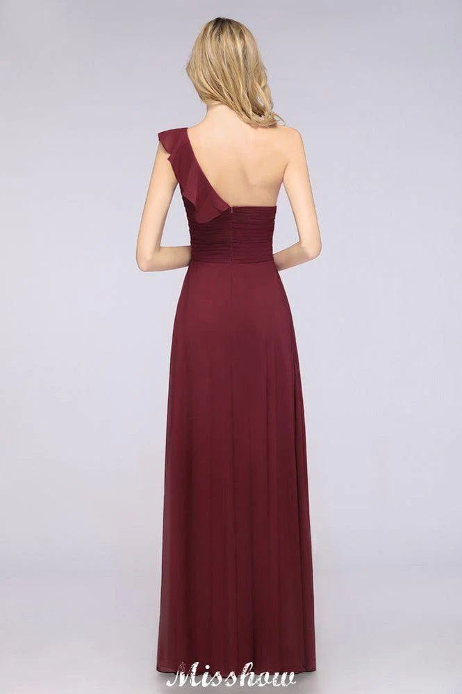 Sexy One-Shoulder Sweetheart Sleeveless Bridesmaid Dress Ruffles Beach Wedding Party Dress - Image 2
