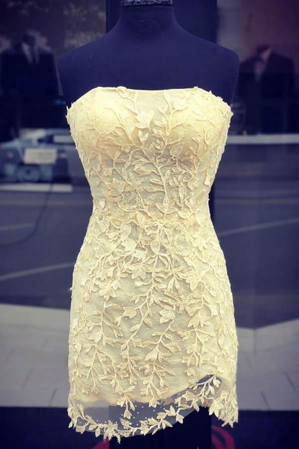 Sexy Strapless Tight Red Lace Short Prom Dress Homecoming Dress - Image 3