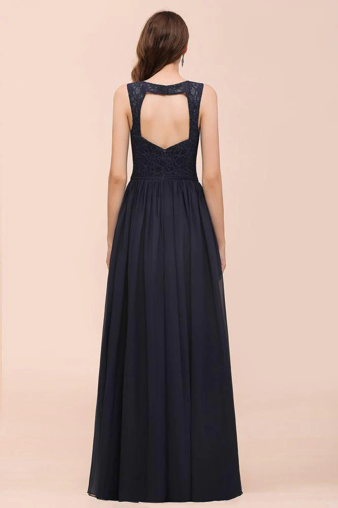 Sleeveless Black A-line Evening Maxi Dress Chiffon Bridesmaid Dress Formal Dress - Image 2