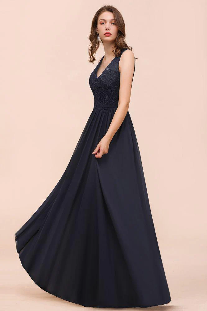 Sleeveless Black A-line Evening Maxi Dress Chiffon Bridesmaid Dress Formal Dress - Image 5
