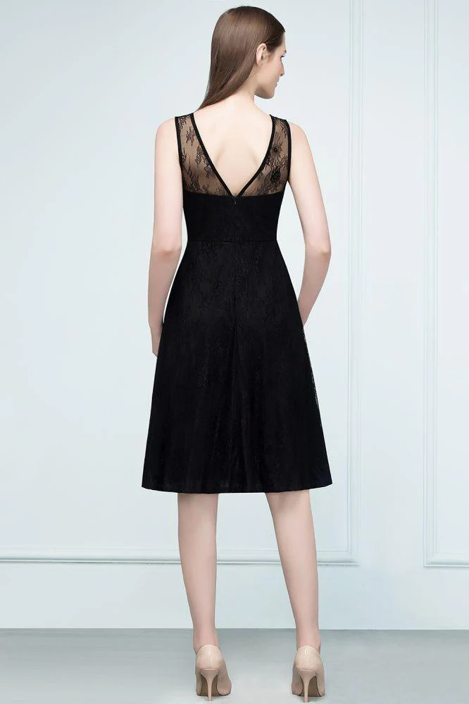 Sleeveless Lace A-line Knee Length Bridesmaid Dresses - Image 3