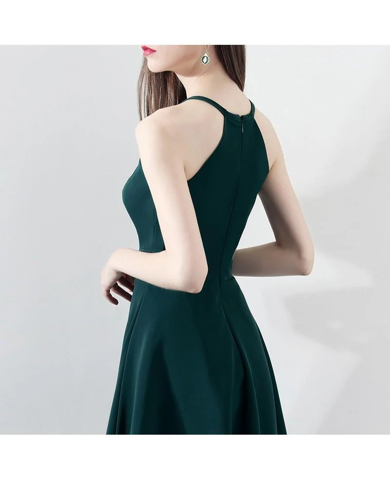 Slim Dark Green Aline Short Party Dress Homecoming Dresses Halter - Image 3