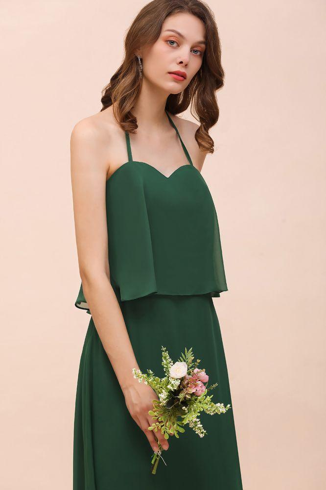 Spaghetti Chiffon Bridesmaid Dress Dark Green Maid of Honor Dress Floor Length - Image 8