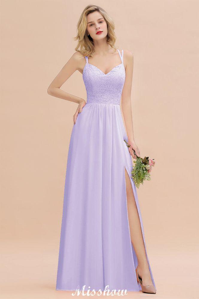 Spaghetti Slim Side Split Bridesmaid Dress Sky Blue V-Neck Wedding Party Dress - Image 21