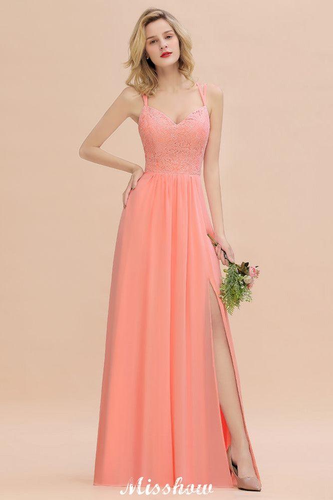 Spaghetti Slim Side Split Bridesmaid Dress Sky Blue V-Neck Wedding Party Dress - Image 51
