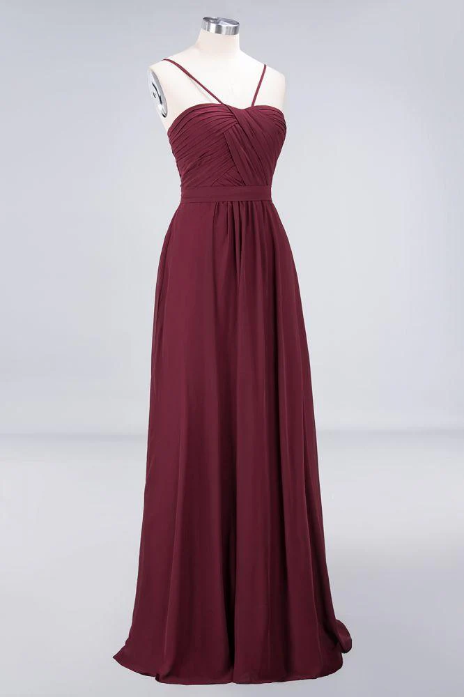 Spaghetti-Straps Backless Bridesmaid Dress Ruffles Chiffon Wedding Party Dress - Image 3