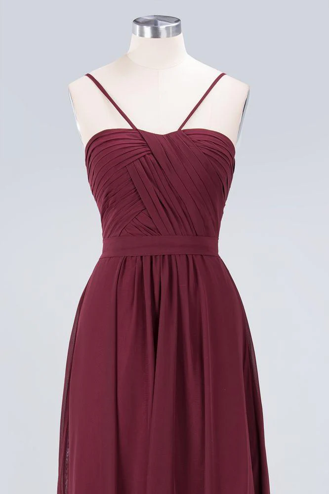 Spaghetti-Straps Backless Bridesmaid Dress Ruffles Chiffon Wedding Party Dress - Image 4