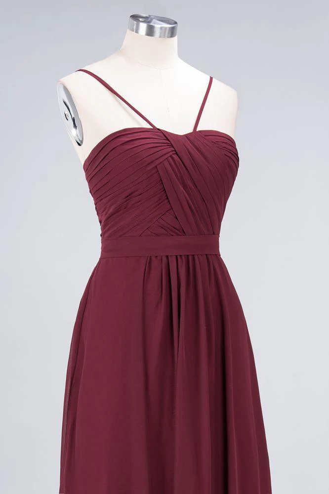 Spaghetti-Straps Backless Bridesmaid Dress Ruffles Chiffon Wedding Party Dress - Image 5